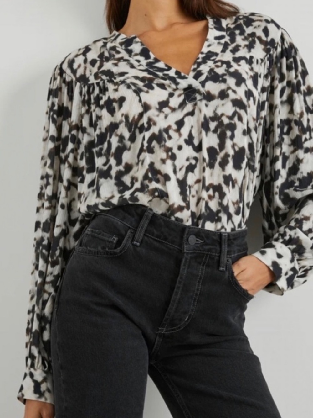 Rails blouse, Fable Blurred Cheetah Animal Print, Luxury Brown Ivory Black